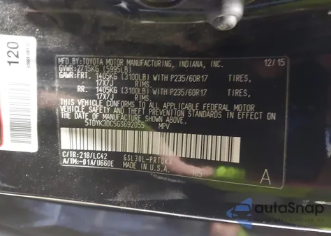 2016 Toyota Sienna Xle 8 Passenger из США, поврежденный, VIN 5TDYK3DC5GS692055